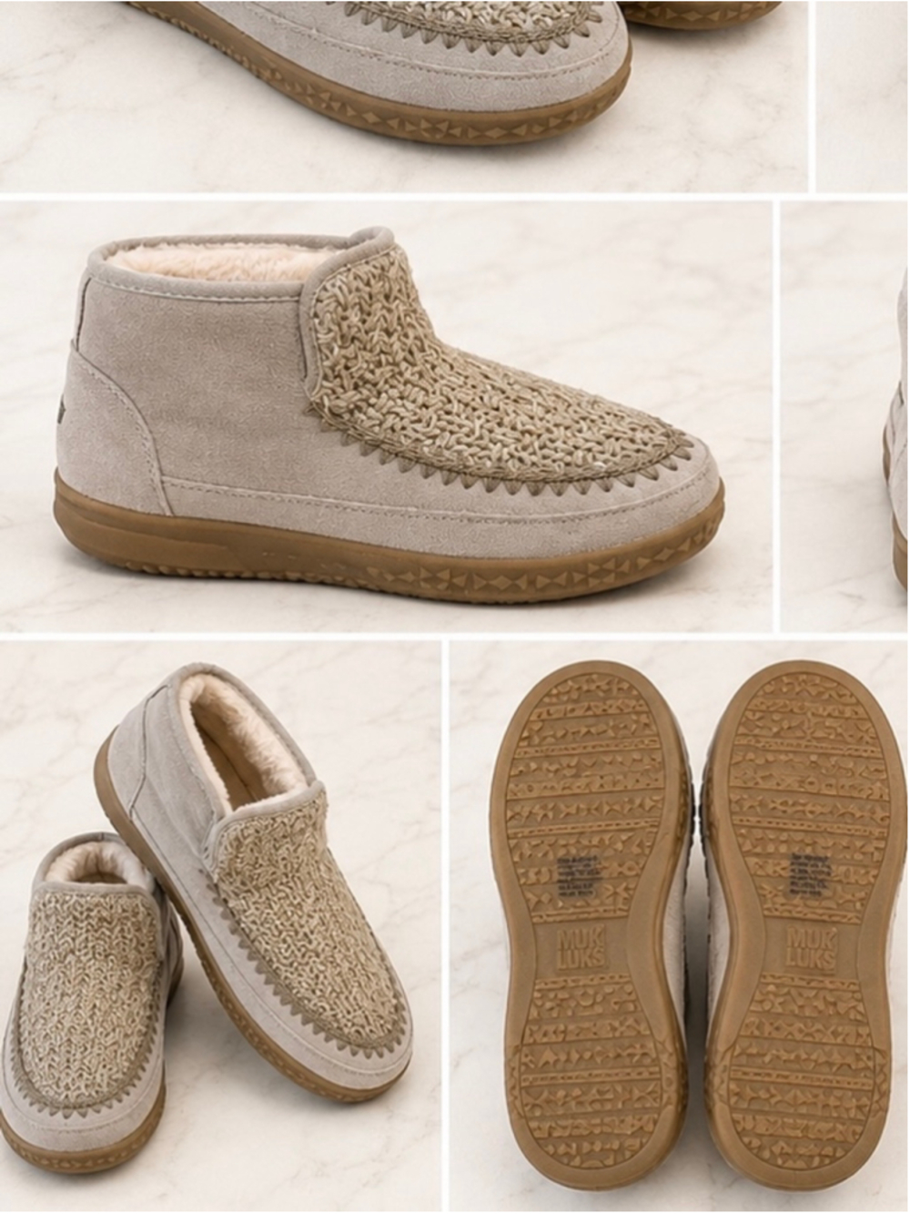 NEW MUK LUKS Street Queens Boot Slippers Stone Women's Size 6 NWT - Picture 4 of 5